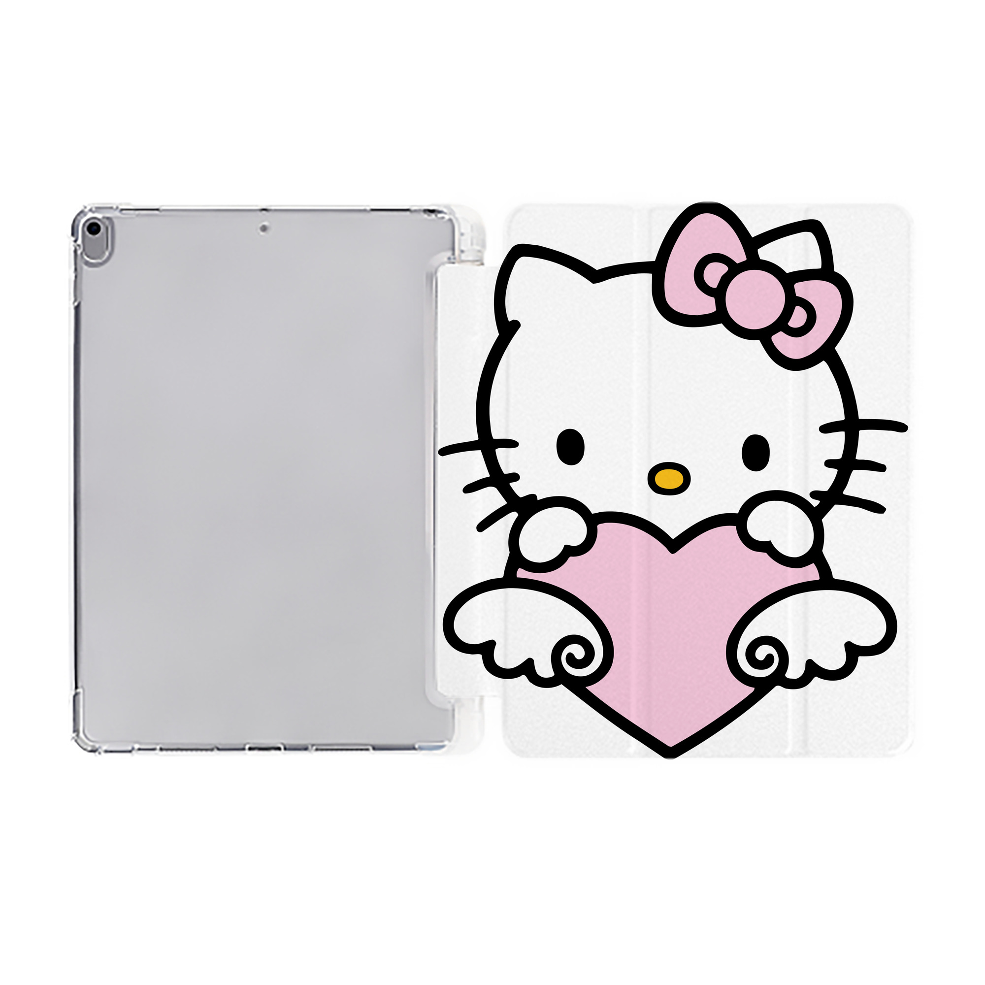 （画像用） Hello Kitty ハローキティ IPad ケース ペン収納付き 三つ折りスタンド PUレザー×シリコン 対応機種9.5/10.5/10.9インチ